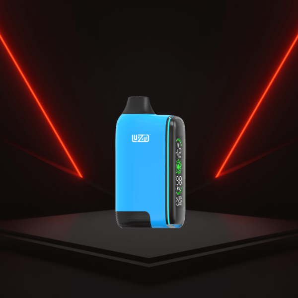 Luzid Secret Pulse vaping device in blue color with a futuristic display.
